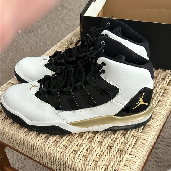 Jordan Black, White, and Gold Athletic Shoes - Picture 3 of 5